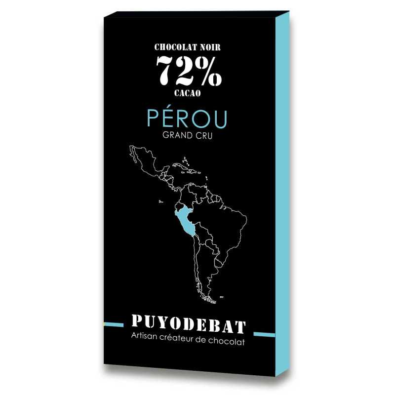 Tablette chocolat noir pur Pérou 72% de cacao 100G