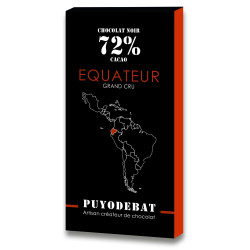 Tablette chocolat noir pur Equateur 72% de cacao 100G