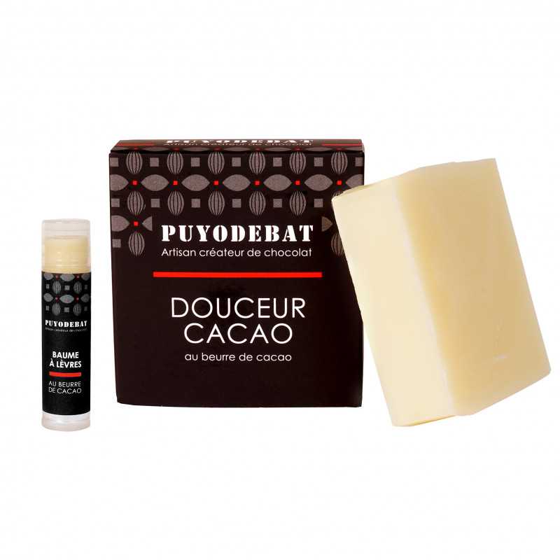 Savon artisanal au beurre de cacao + baume à lèvre en stick